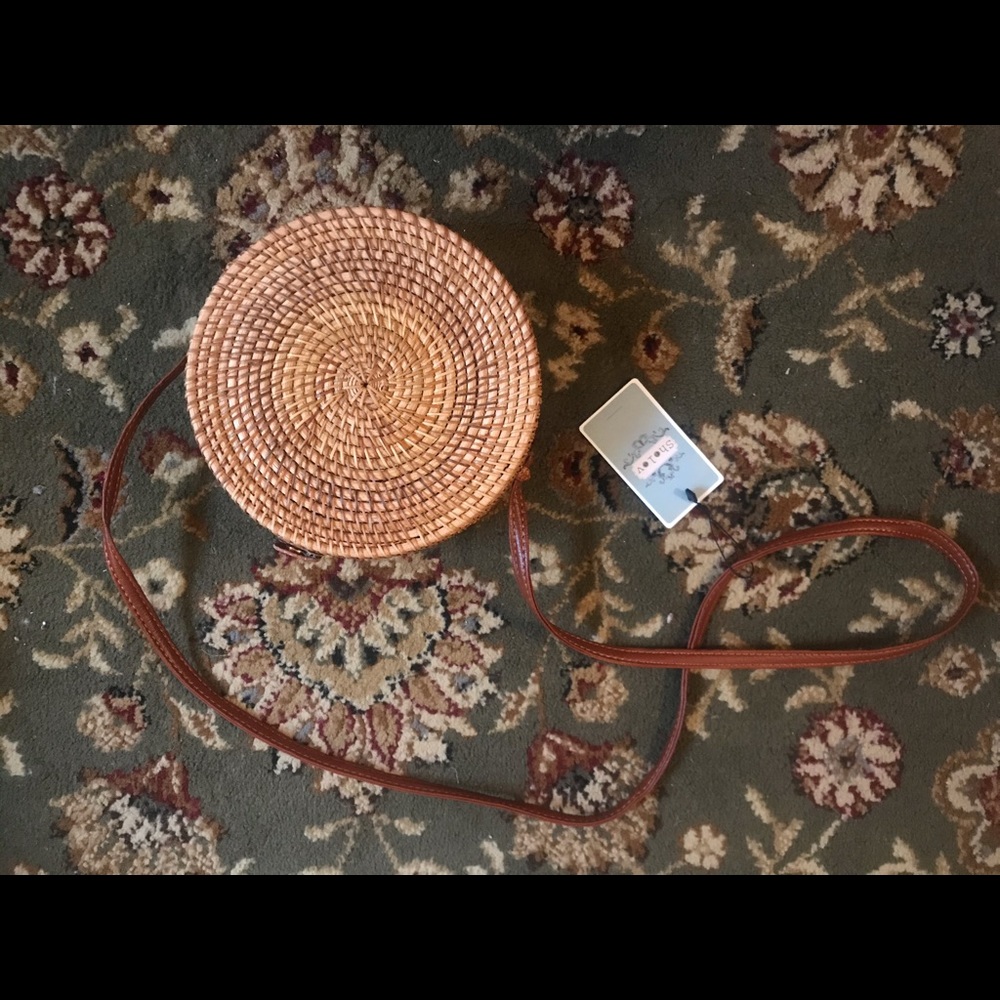Round Straw Rattan Bag